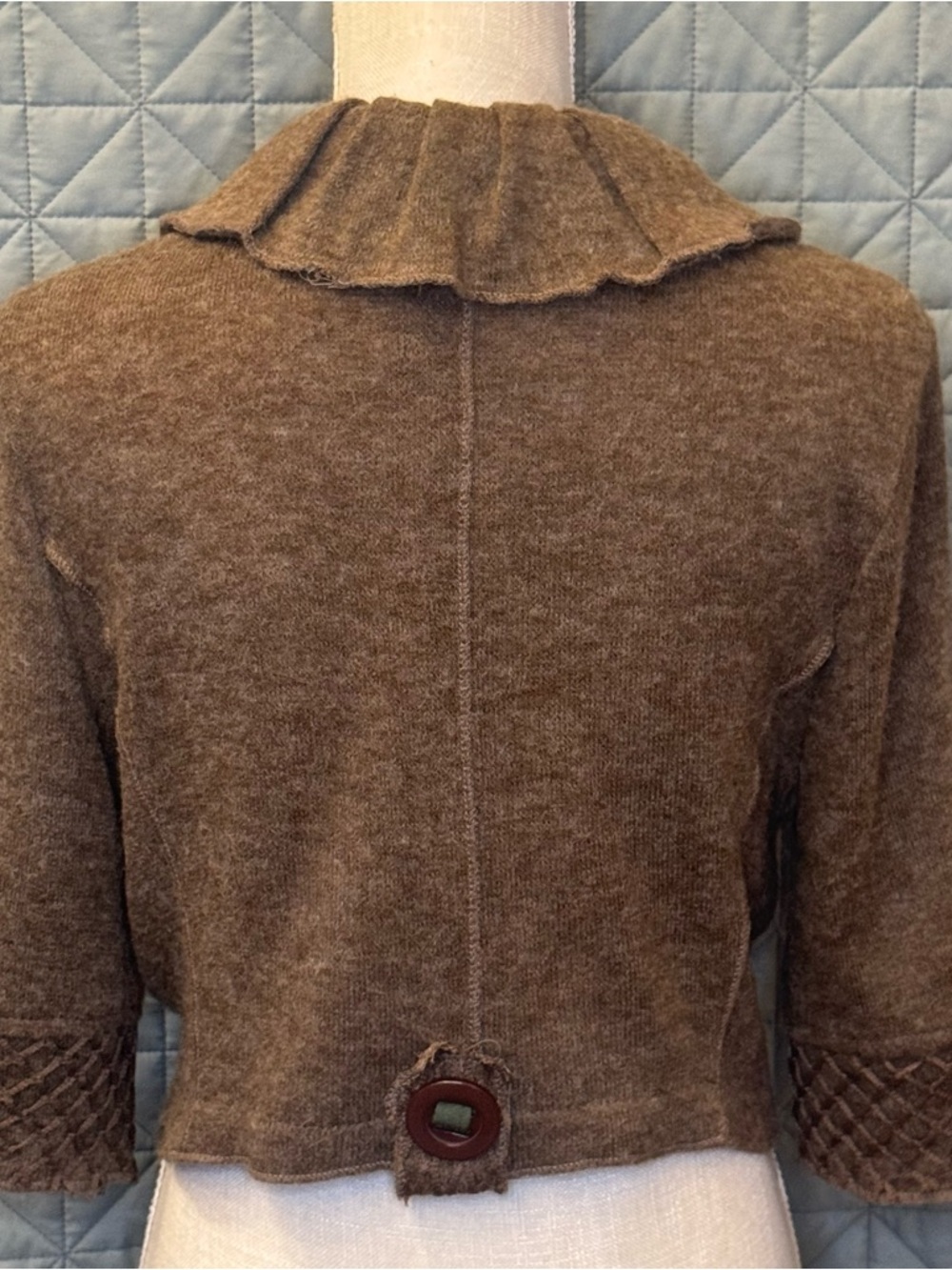 Vintage Pretty Angel Fashion Brown Lattice Lapel Women's Sweater - Picture 8 of 8